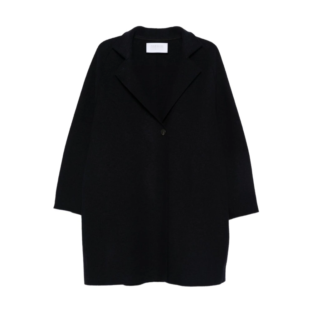 Navy Blauer Wollmantel Einzelner Knopf - Harris Wharf London - Modalova