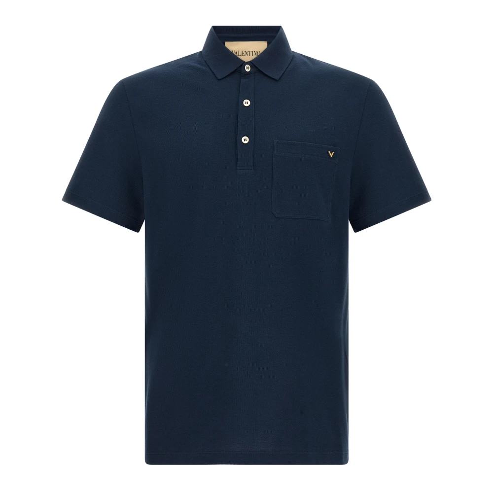Valentino Garavani Polo Vgold En Coton Piqué Homme Tops Bleu S