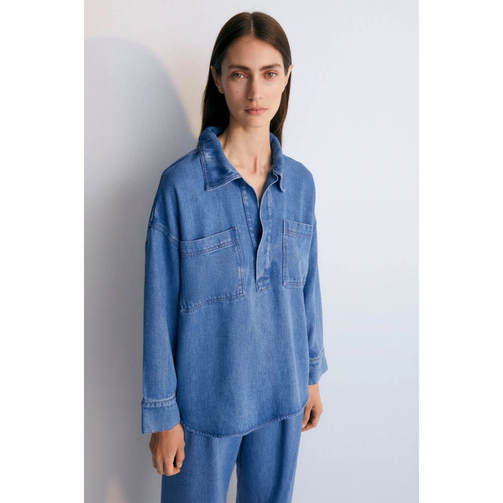 The New Society Micenas Vrouw Shirt Mid Blue Denim Blue Dames