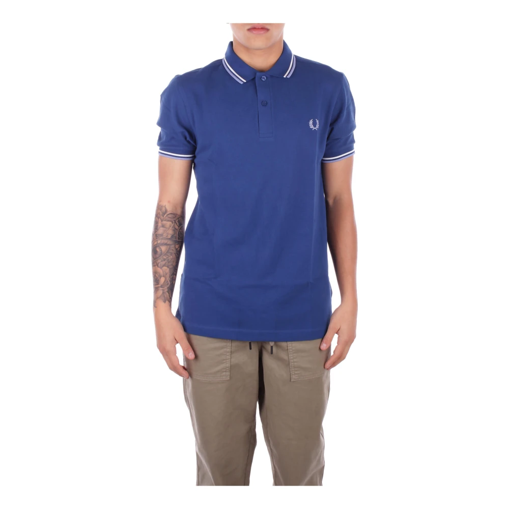 Fred Perry Logo Zijknoop Polo Shirt Blue Heren