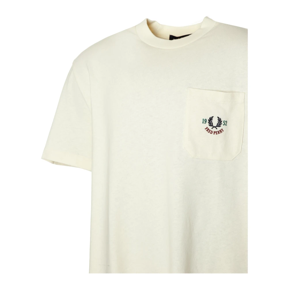 Fred Perry Casual T-shirt met logostiksels Beige Heren