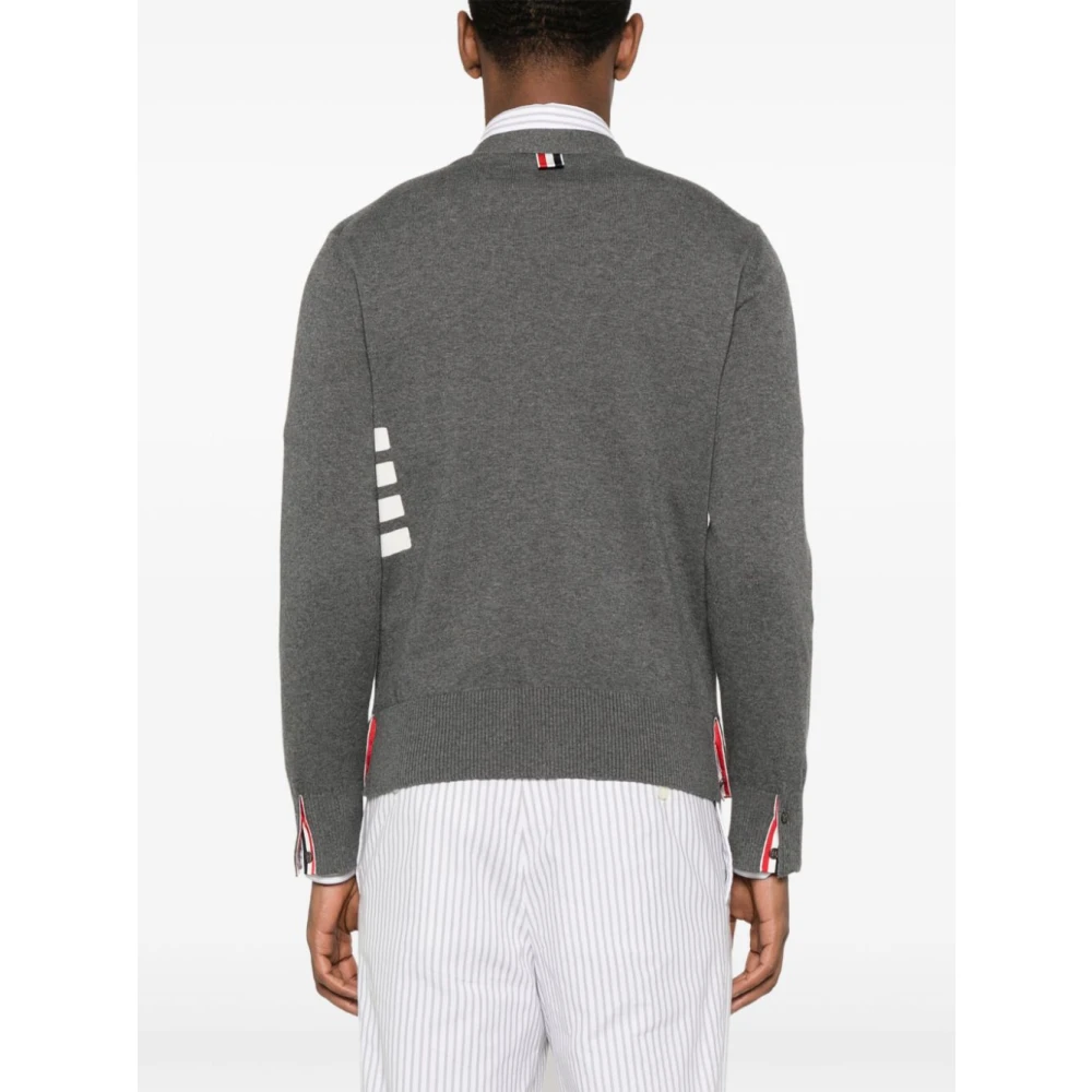 Thom Browne Grijze Sweater met 4-Bar Streep Gray Heren
