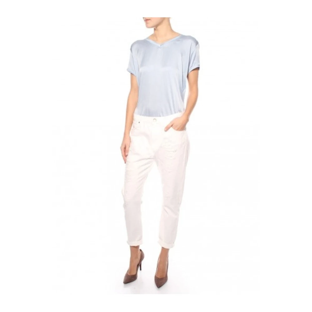 Twinset Witte gescheurde rechte broek White Dames