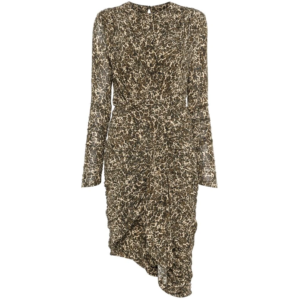 Isabel marant Luipaardprint Gedrapeerde Jurk Brown Dames