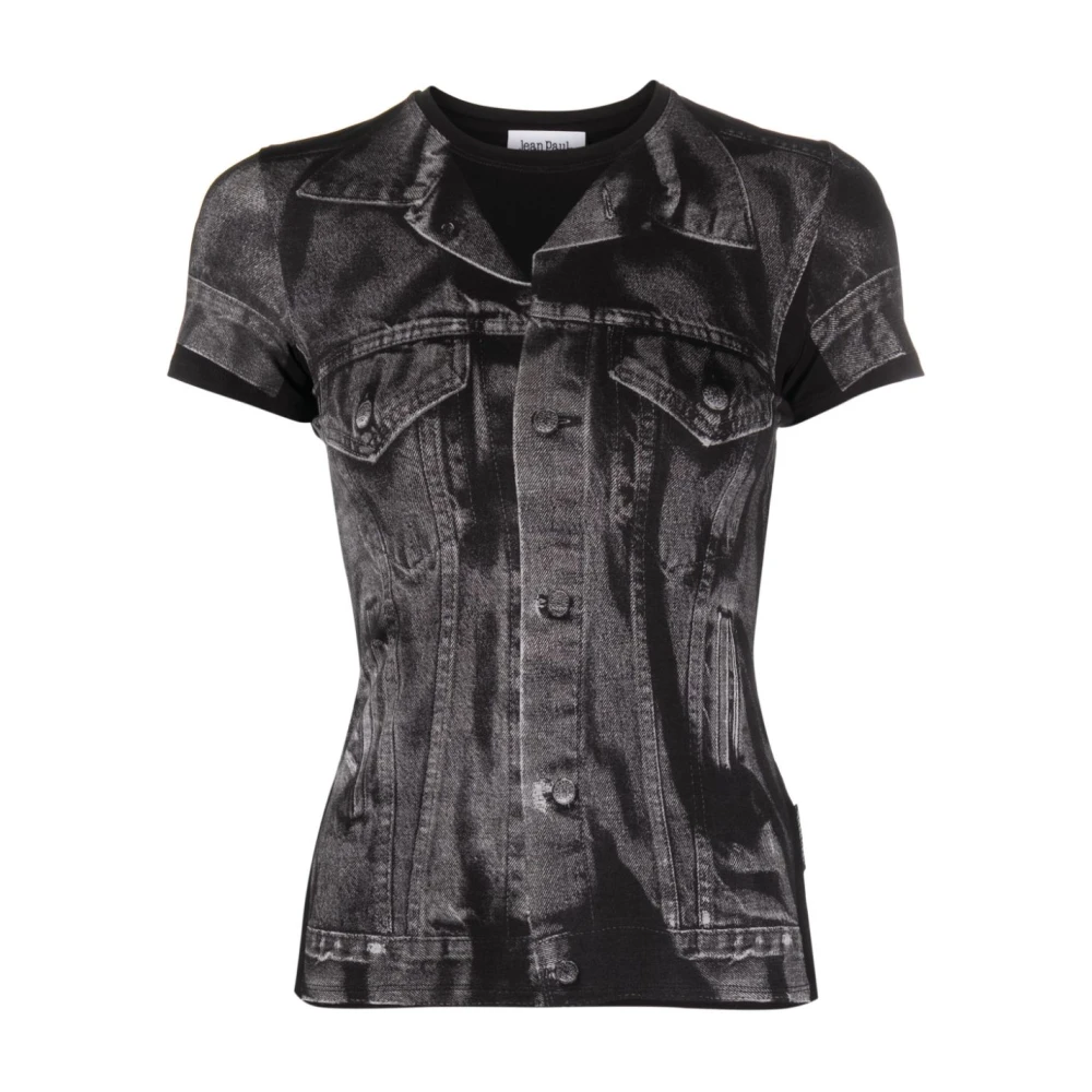 Jean Paul Gaultier Zwarte Stretch Design T-shirts en Polos Black Dames