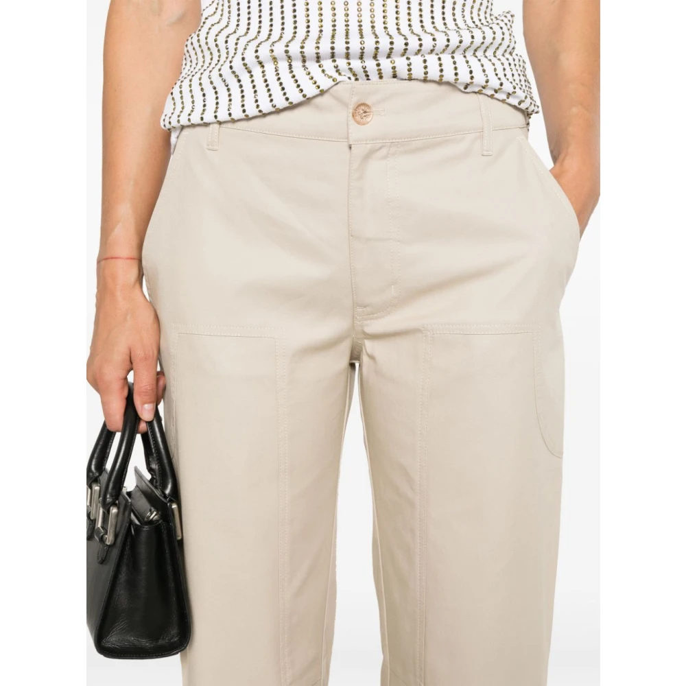 Moschino Logo Tag Stijlvolle Broek Beige Dames