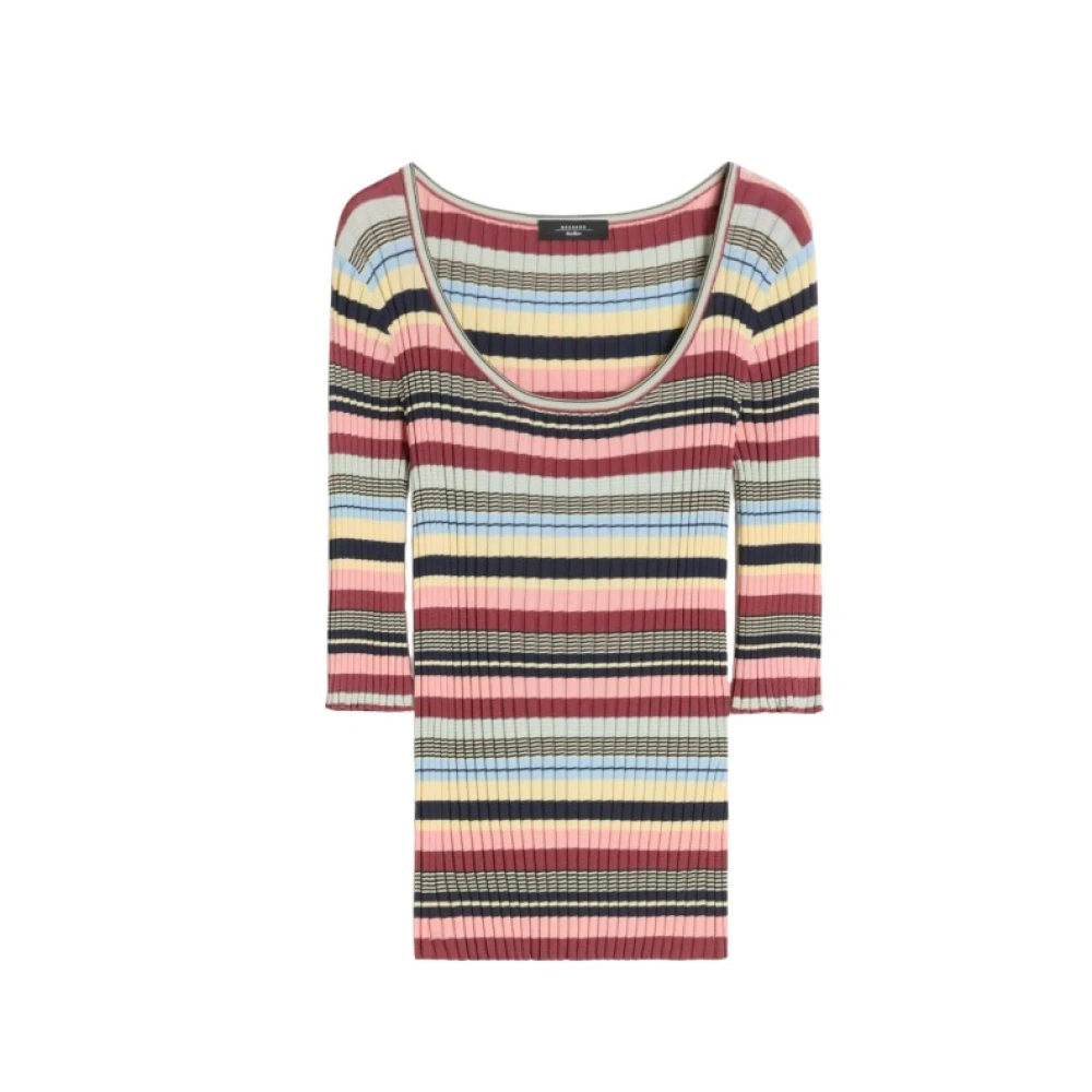 Weekend Max Mara Femme Multicolor - Pull En Maille Côtelée Fil Viscose Stretch - Pulls - E - Taille: 42 Fr