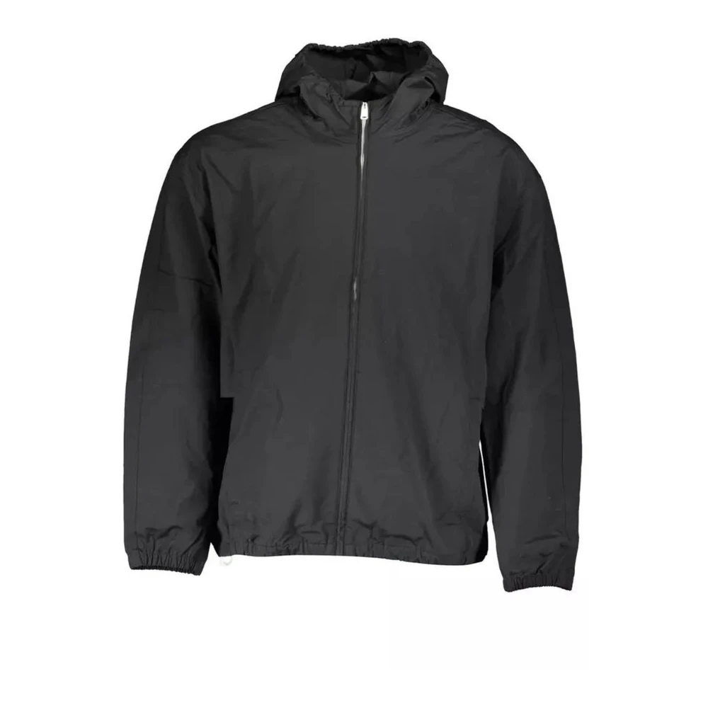 Calvin Klein Mannelijk Zwart Katoenen Jas Met Capuchon En Meerdere Zakken