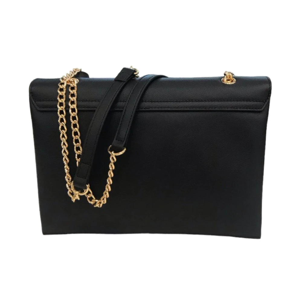Love Moschino Zwarte leren schoudertas met logo Black Dames