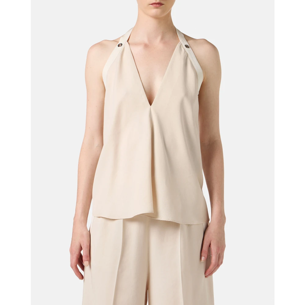 Iceberg Poederkleurige top nieuwe pasvorm in vloeibaar Tencel Beige Dames
