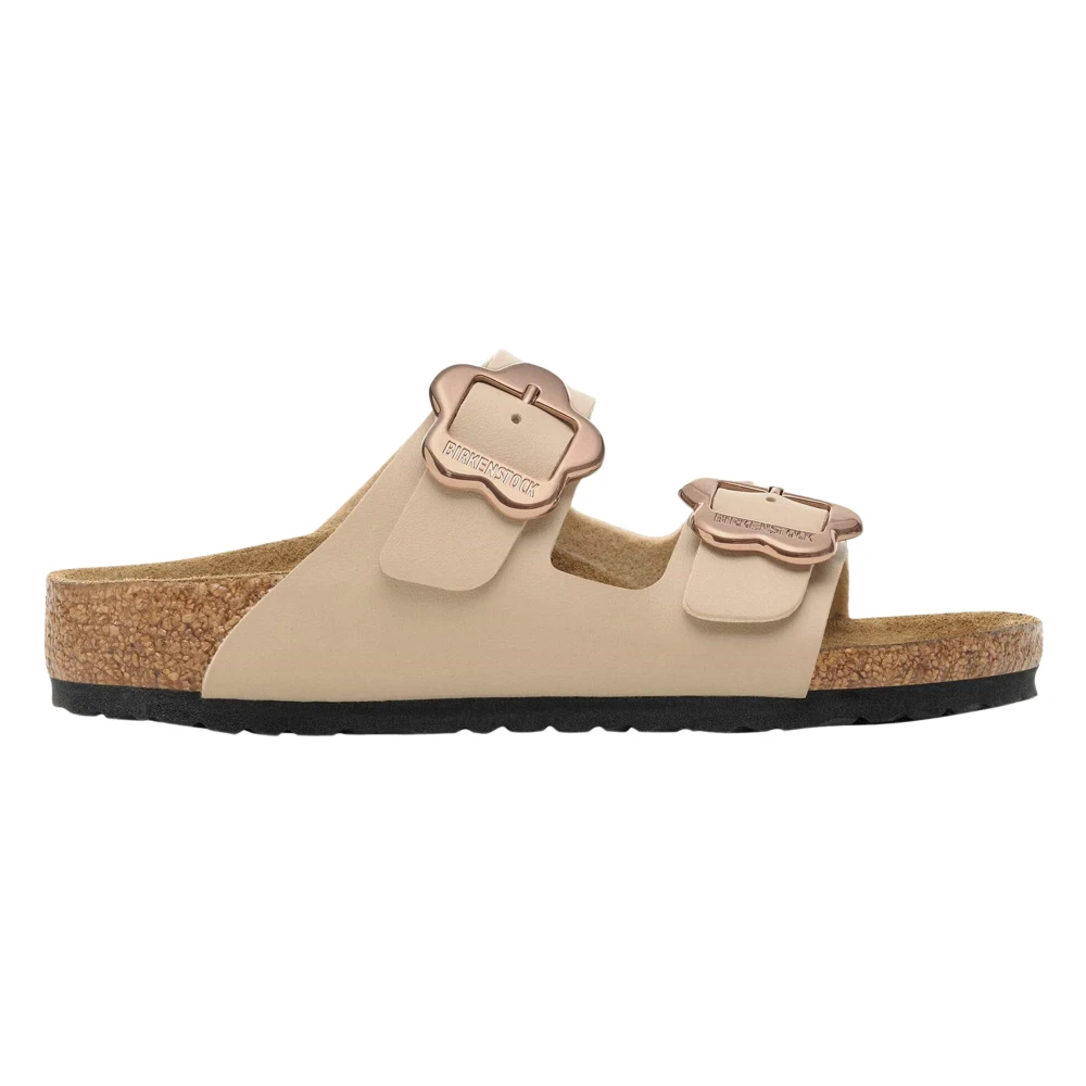 Birkenstock Women's Beige Arizona Flower Buckle Narrow Fit