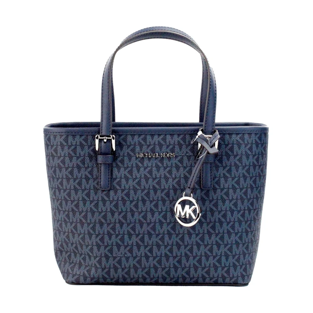 Michael Kors Jet Set Navy PVC Carryall Tote Tas Blue Dames