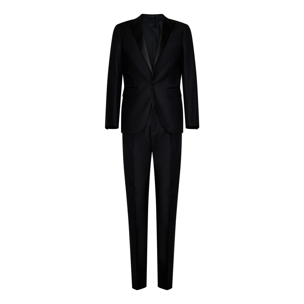 Dsquared2 Black Silk Lapel Tuxedo Suit - Male - Single Breasted Suits - Black - S - Suits