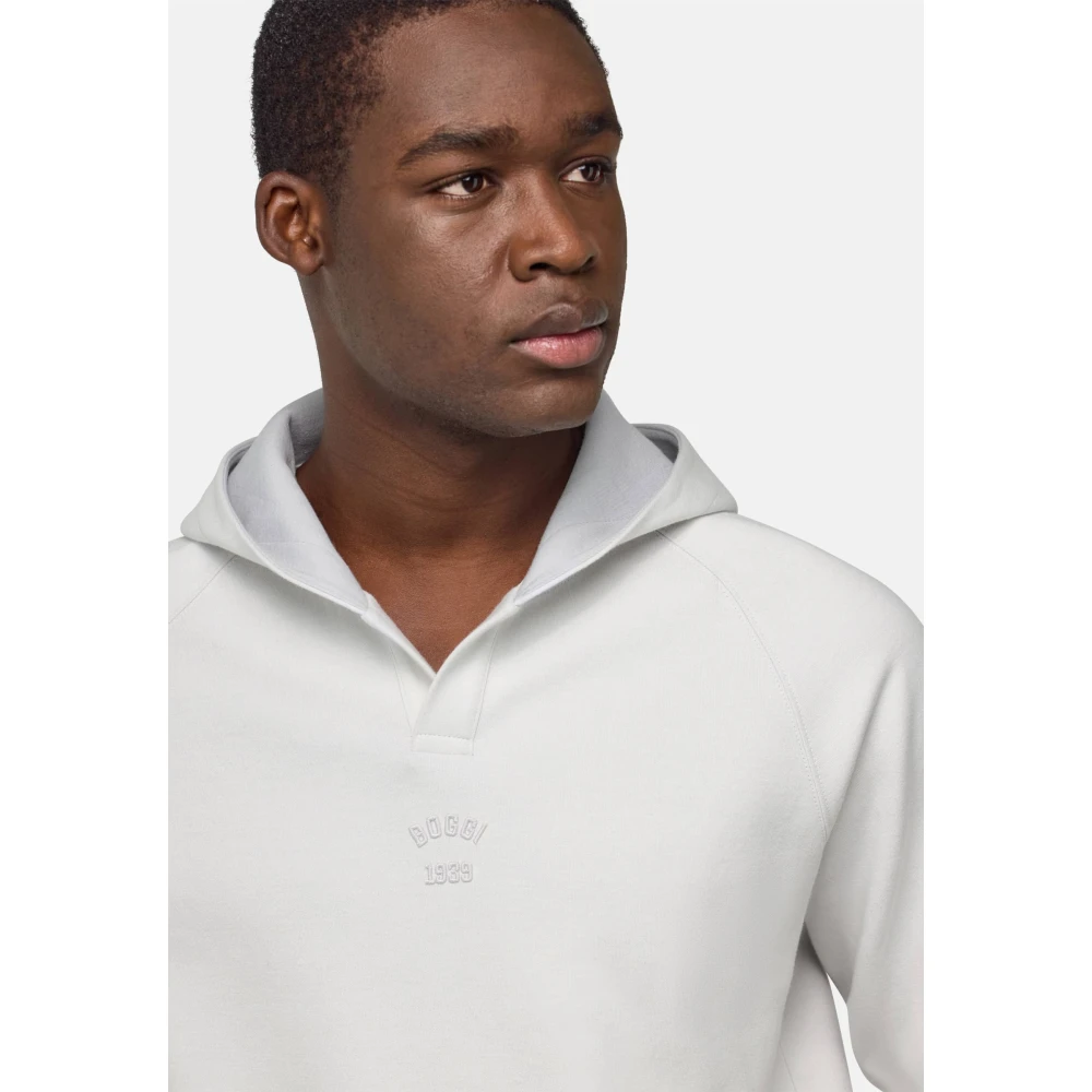 Boggi Milano Hoodie van katoenmix White Heren