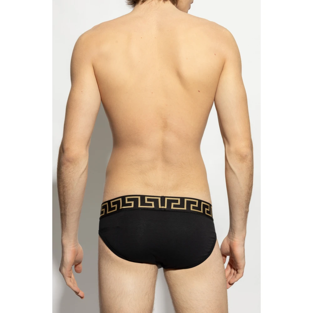 Versace Katoenen slips Black Heren