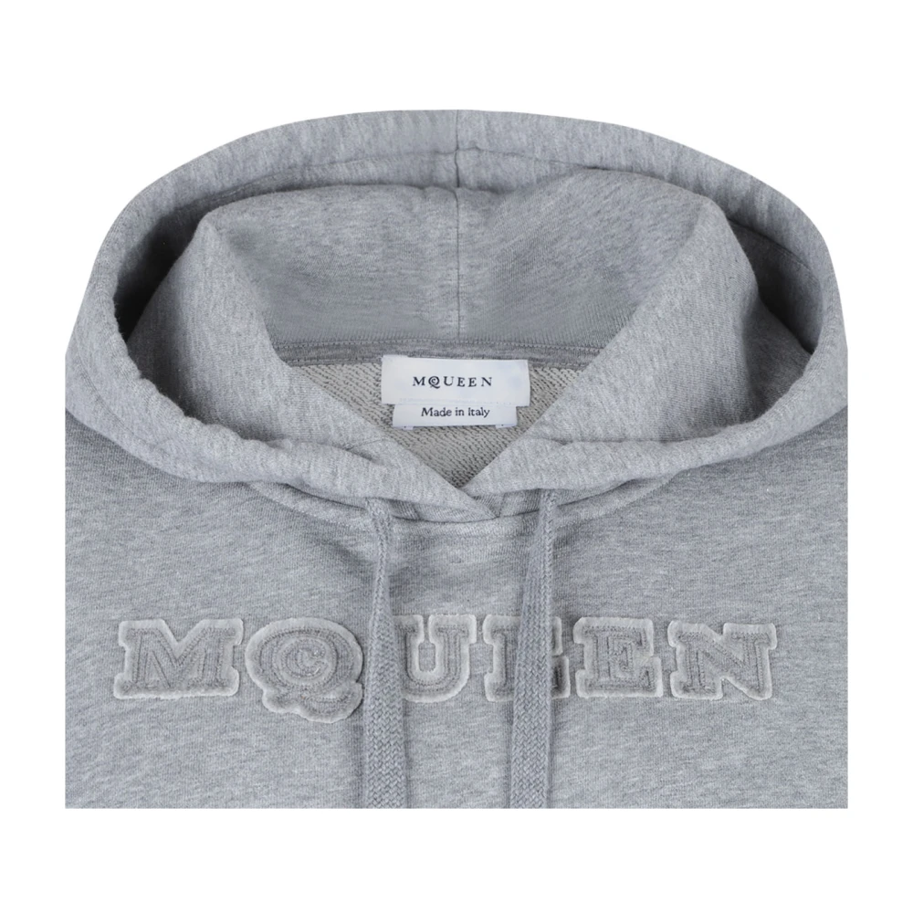 alexander mcqueen Lichtgrijze logo geborduurde hoodie Gray Dames