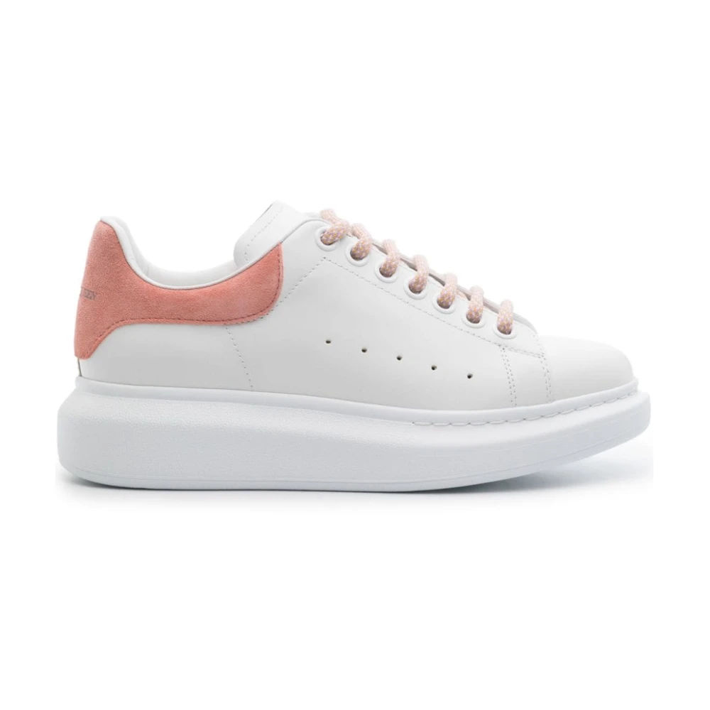 Oversize Hvide Sneakers med Pink Hæl