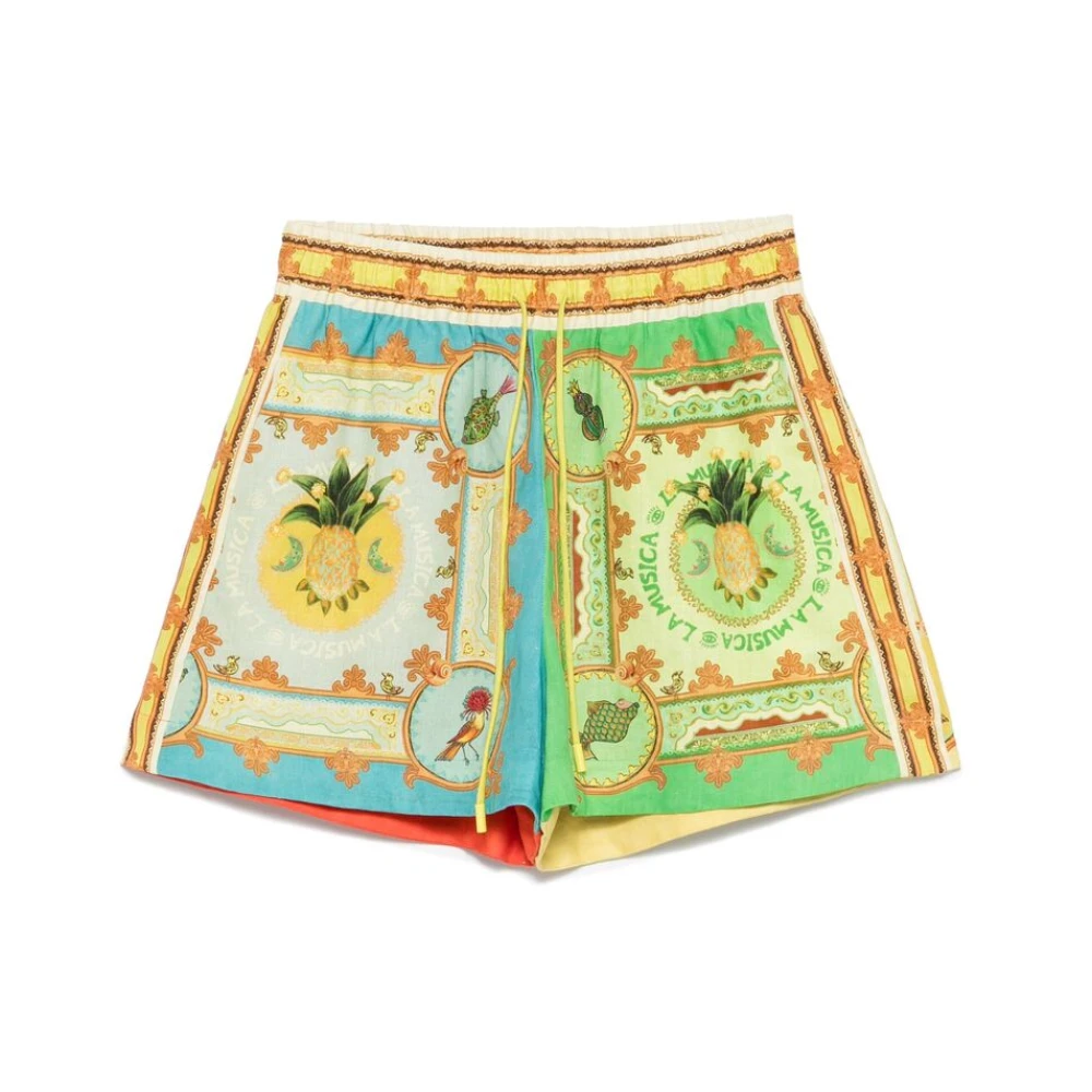 Alemais Kleur-Blok Linnen Shorts met Grafische Print Multicolor Dames
