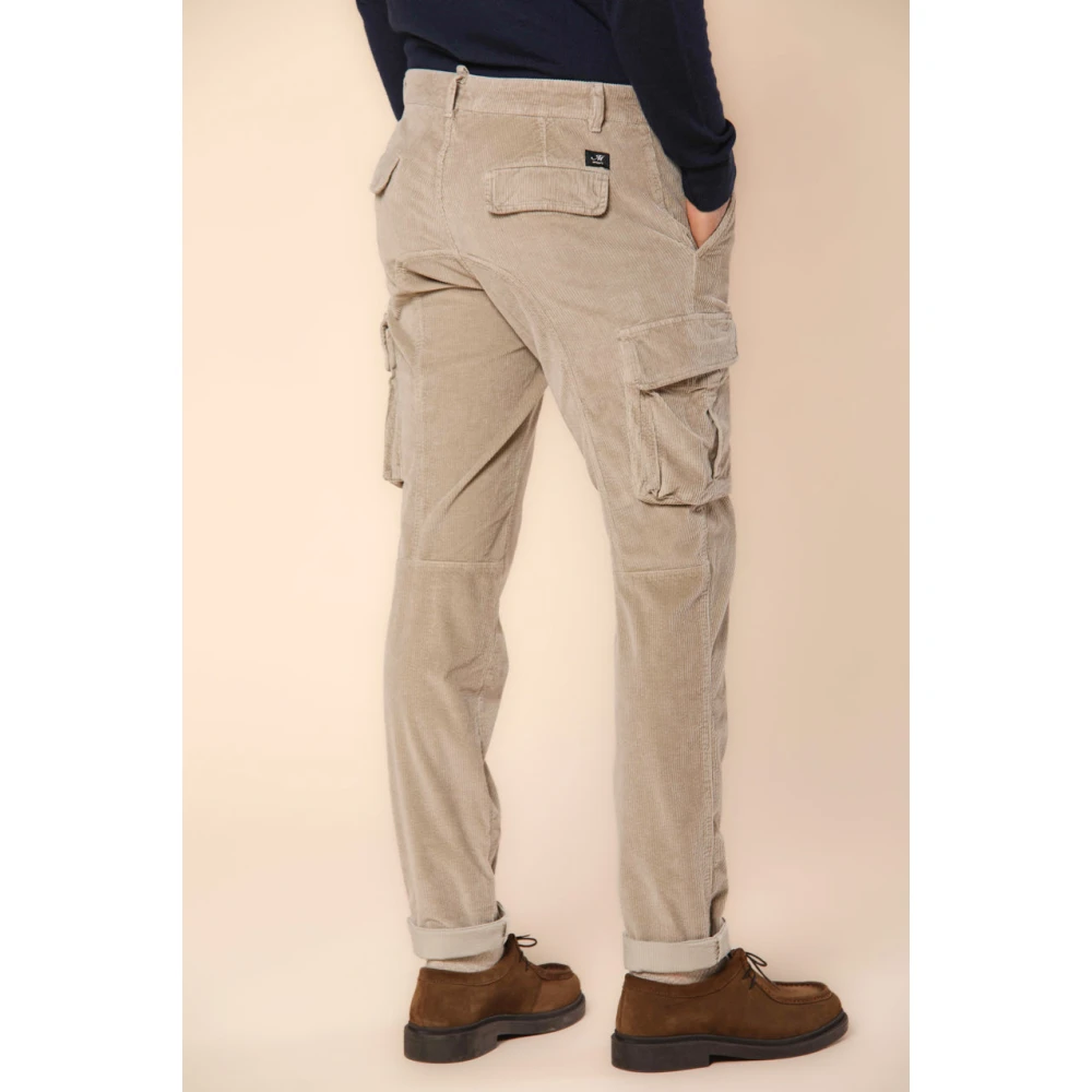 Mason's Slim Fit Fluwelen Cargo Broek 500 Strepen Beige Heren