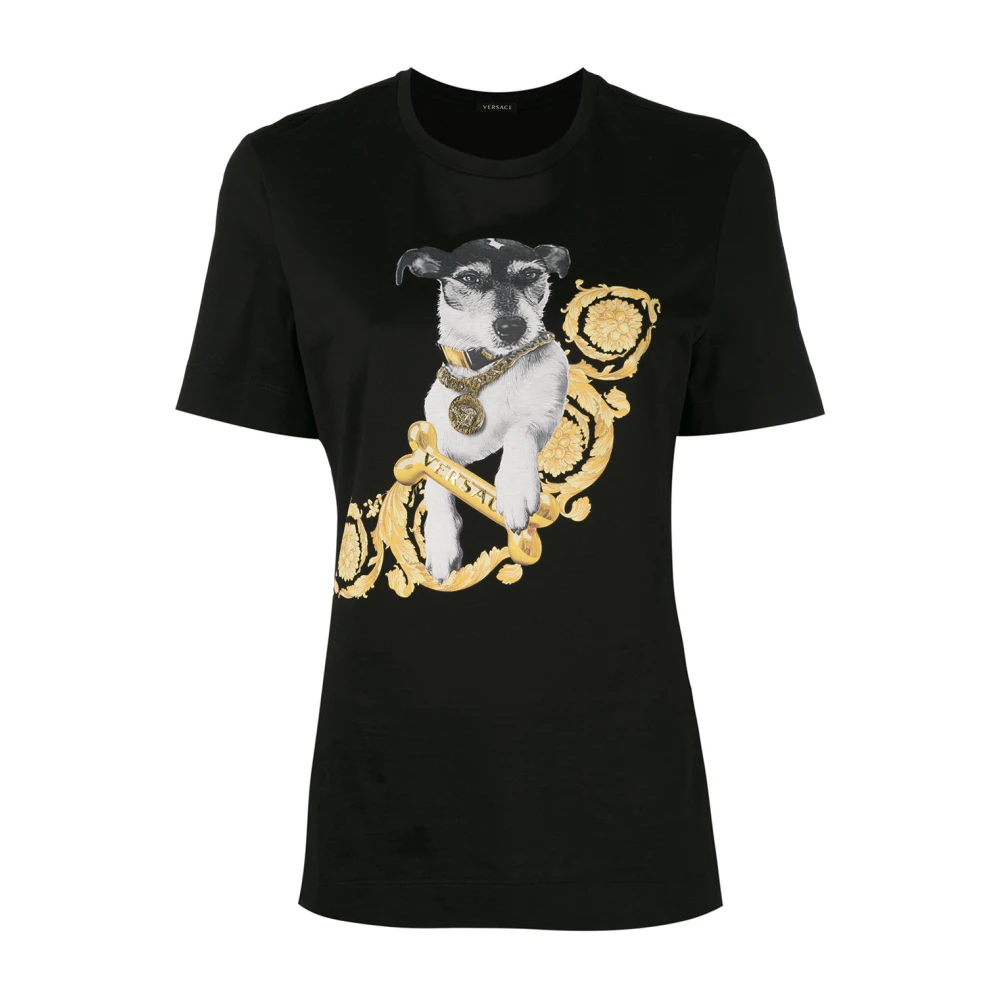 Versace Zwarte Basic TEE Shirt Black Dames