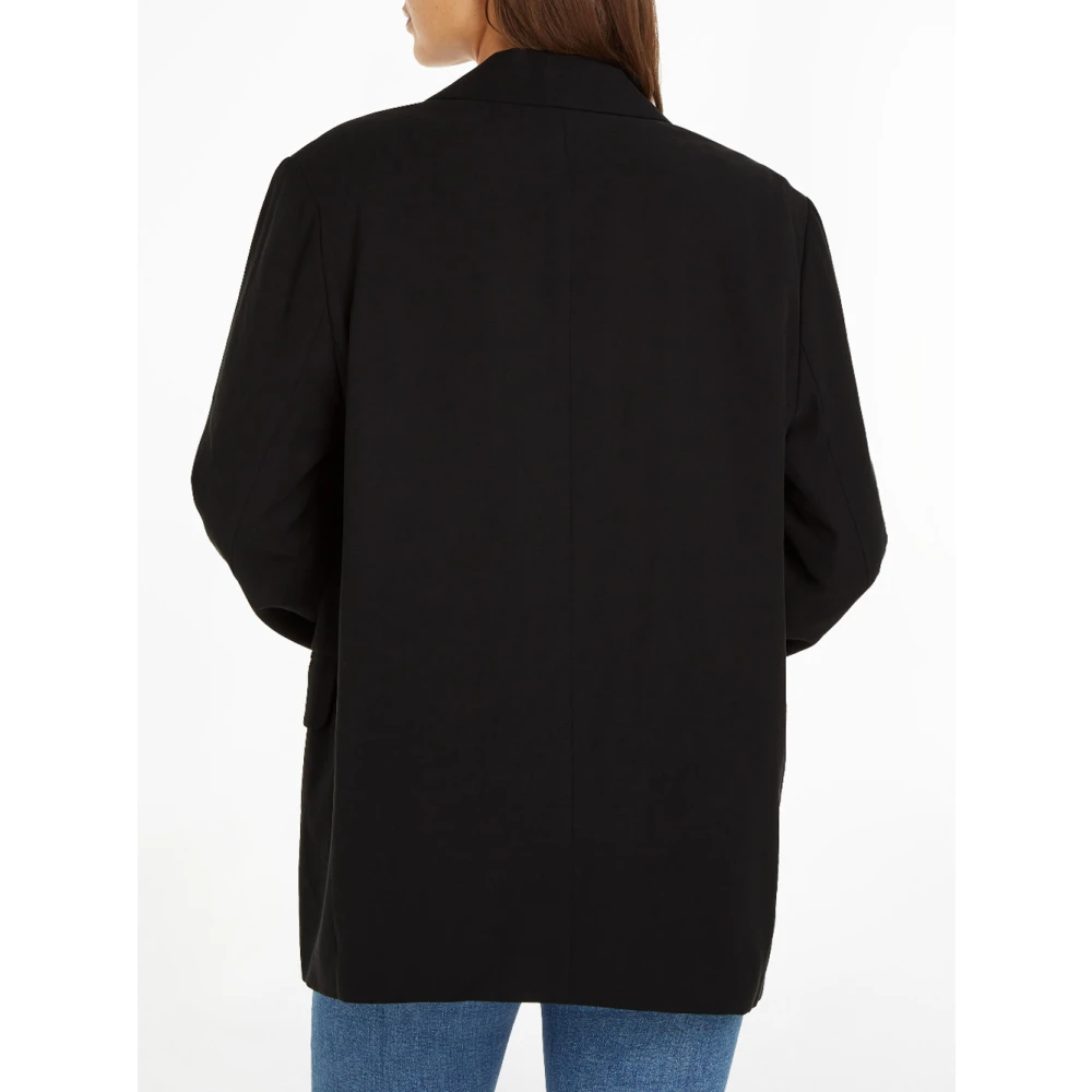 Calvin Klein Jeans Zwarte Viscose Blazer Jas Black Dames