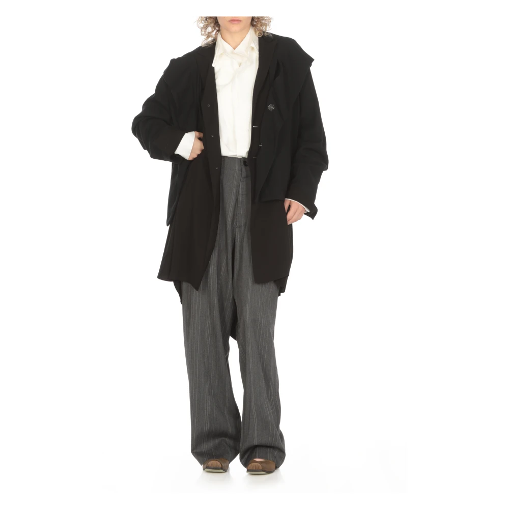 Y-3 Zwarte viscose blazer met pieklapel Black Dames