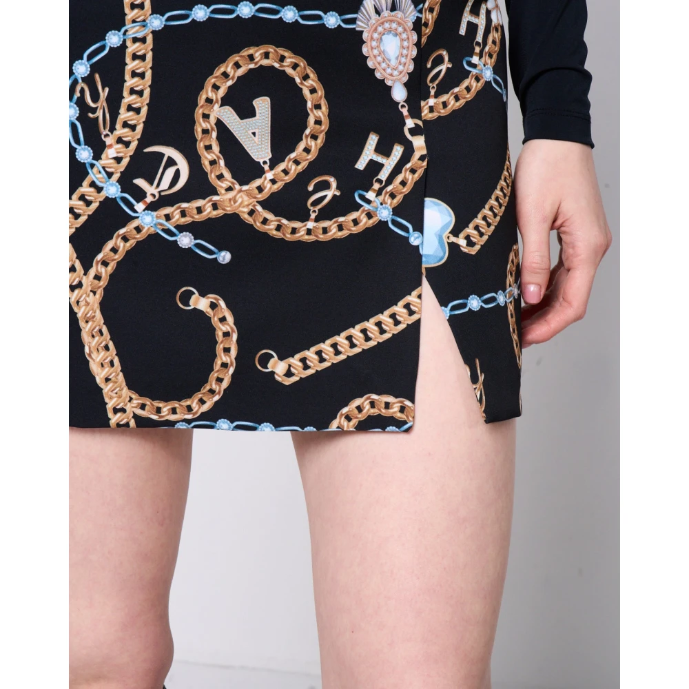 Silvian Heach Juweel Patroon Wikkel Mini Rok Black Dames