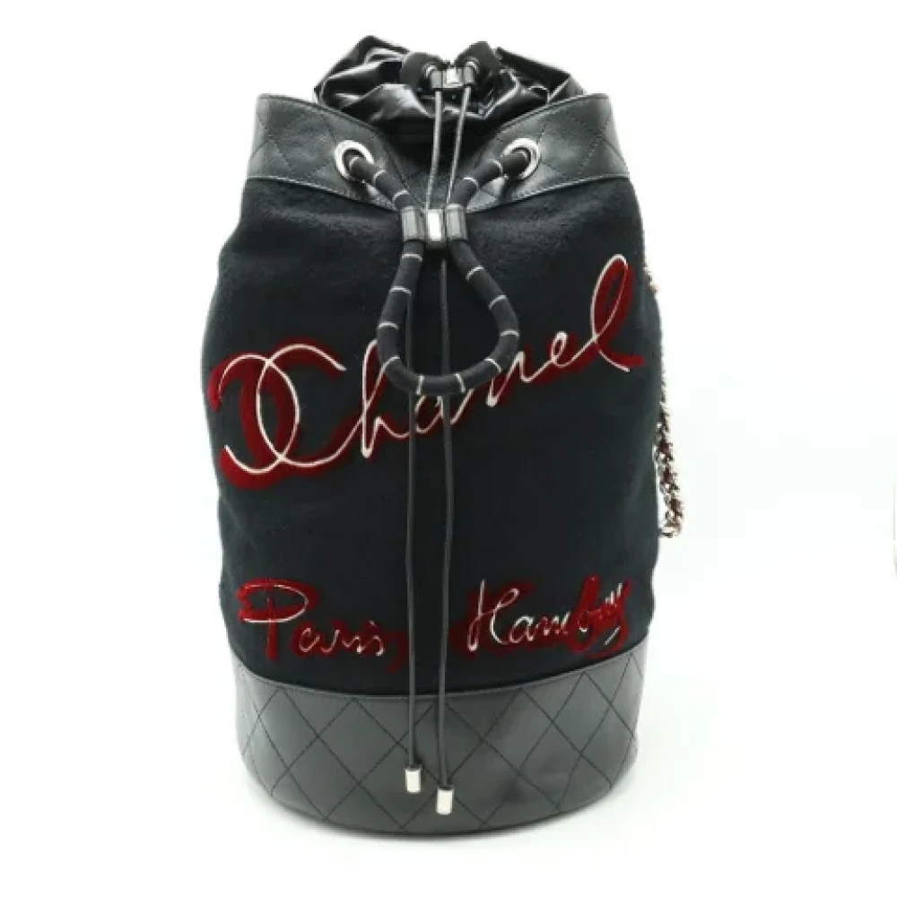 Chanel Vintage Pre-owned Wool shoulder-bags Black Heren