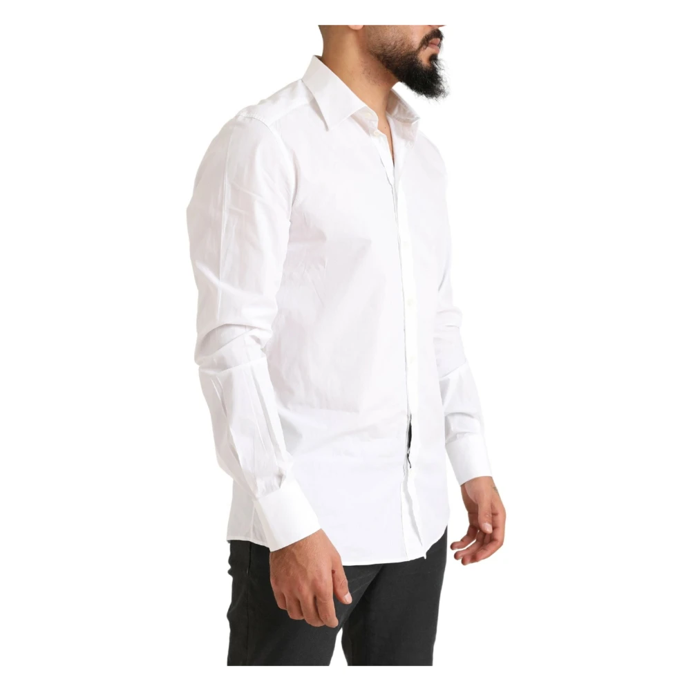 Dolce & Gabbana Prachtige Witte Gouden Formele Overhemd White Heren