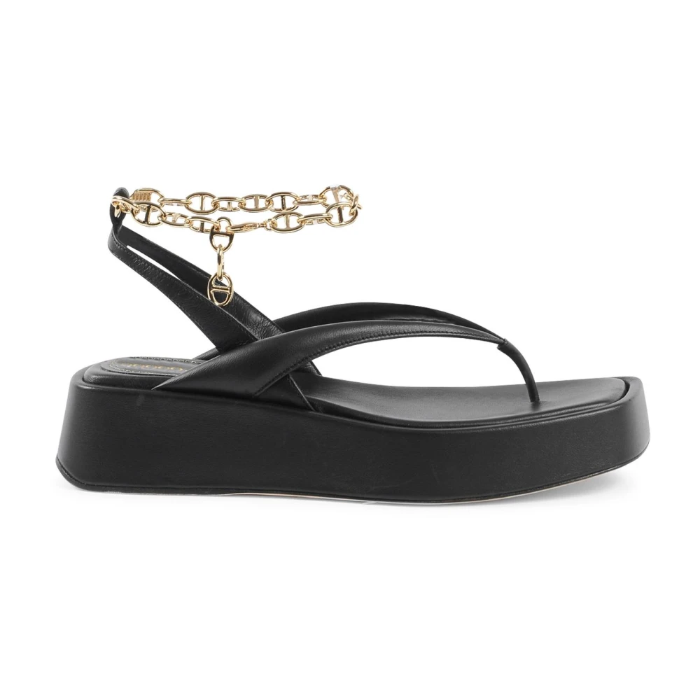 Dee Ocleppo Guld Kedja Kil Sandal Black, Dam