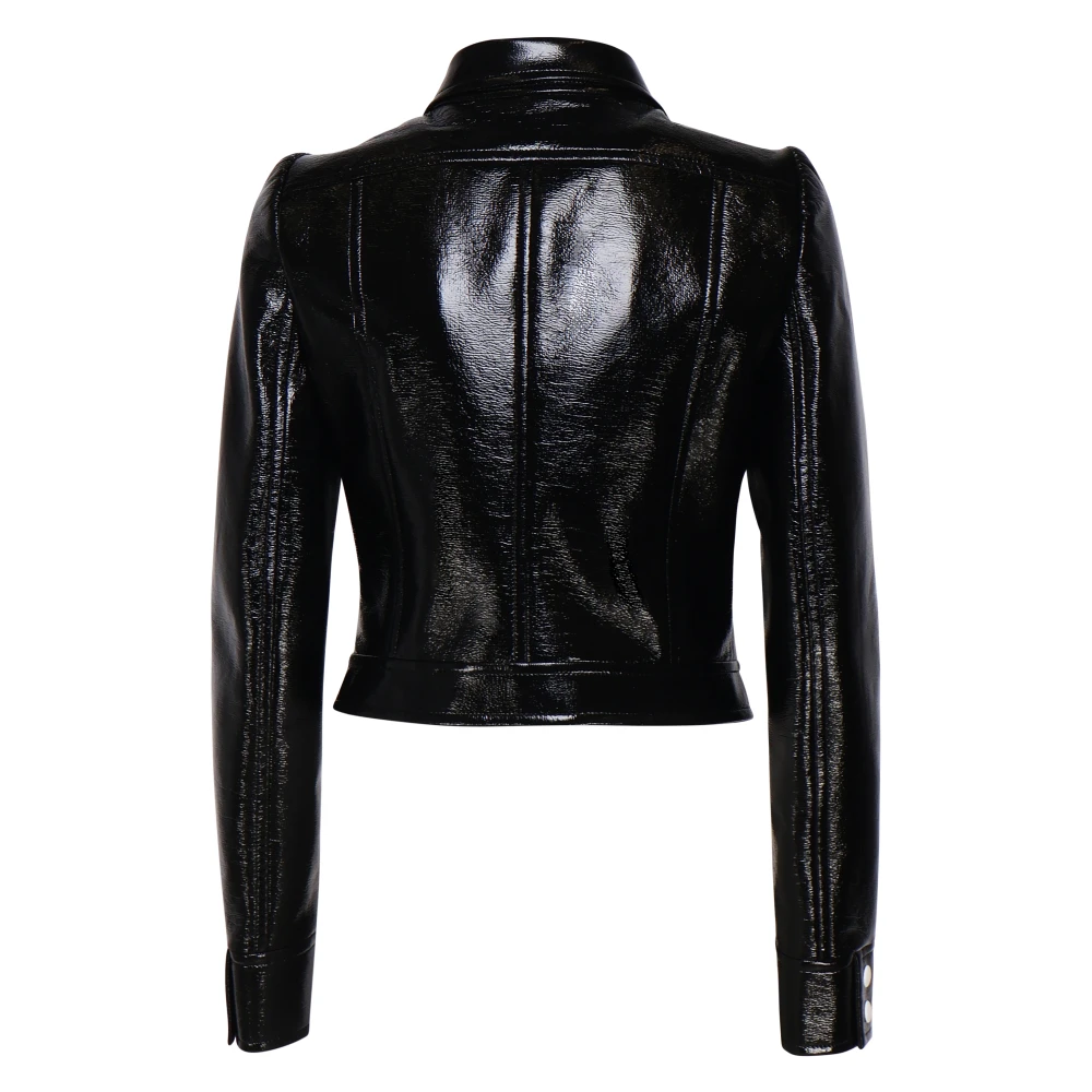 Courrèges Zwarte Vinyljas met Logopatch Black Dames