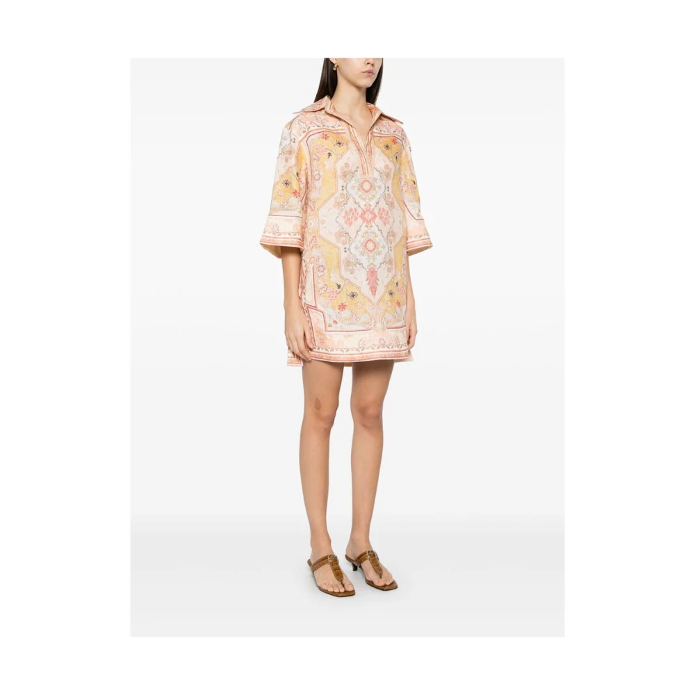 Zimmermann Zonnebloemgele Korte Mouw Jurk Multicolor Dames