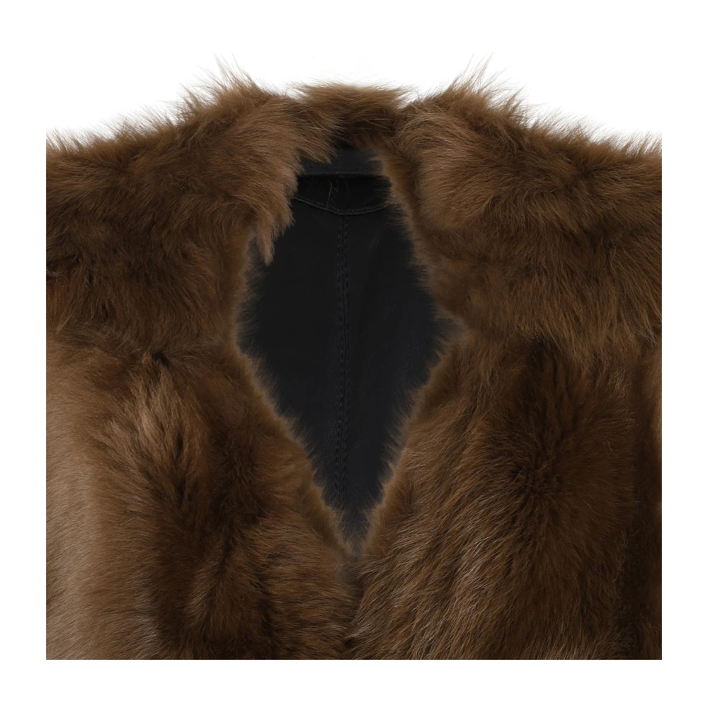 Max Mara Bruin Leren Jas Brown Dames
