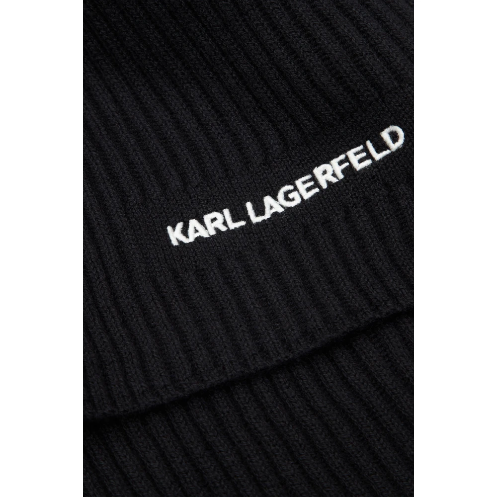 Karl Lagerfeld Geruite sjaal met logoborduursel Black Heren