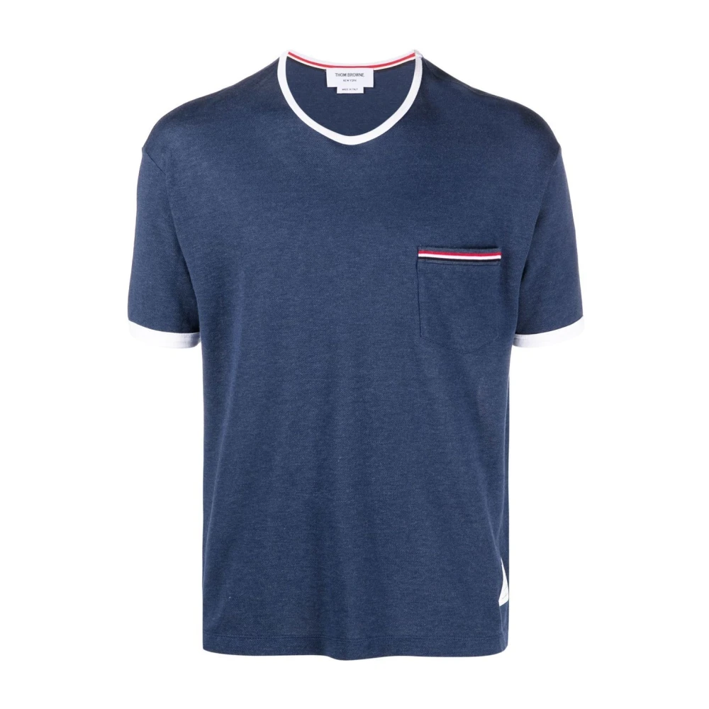 Thom Browne Blauw Gestreepte Zak T-shirt Blue Heren