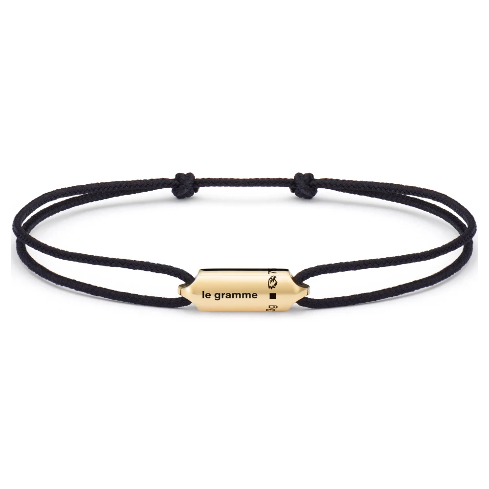 Le Gramme Svart Snöre Armband Segment Black, Unisex