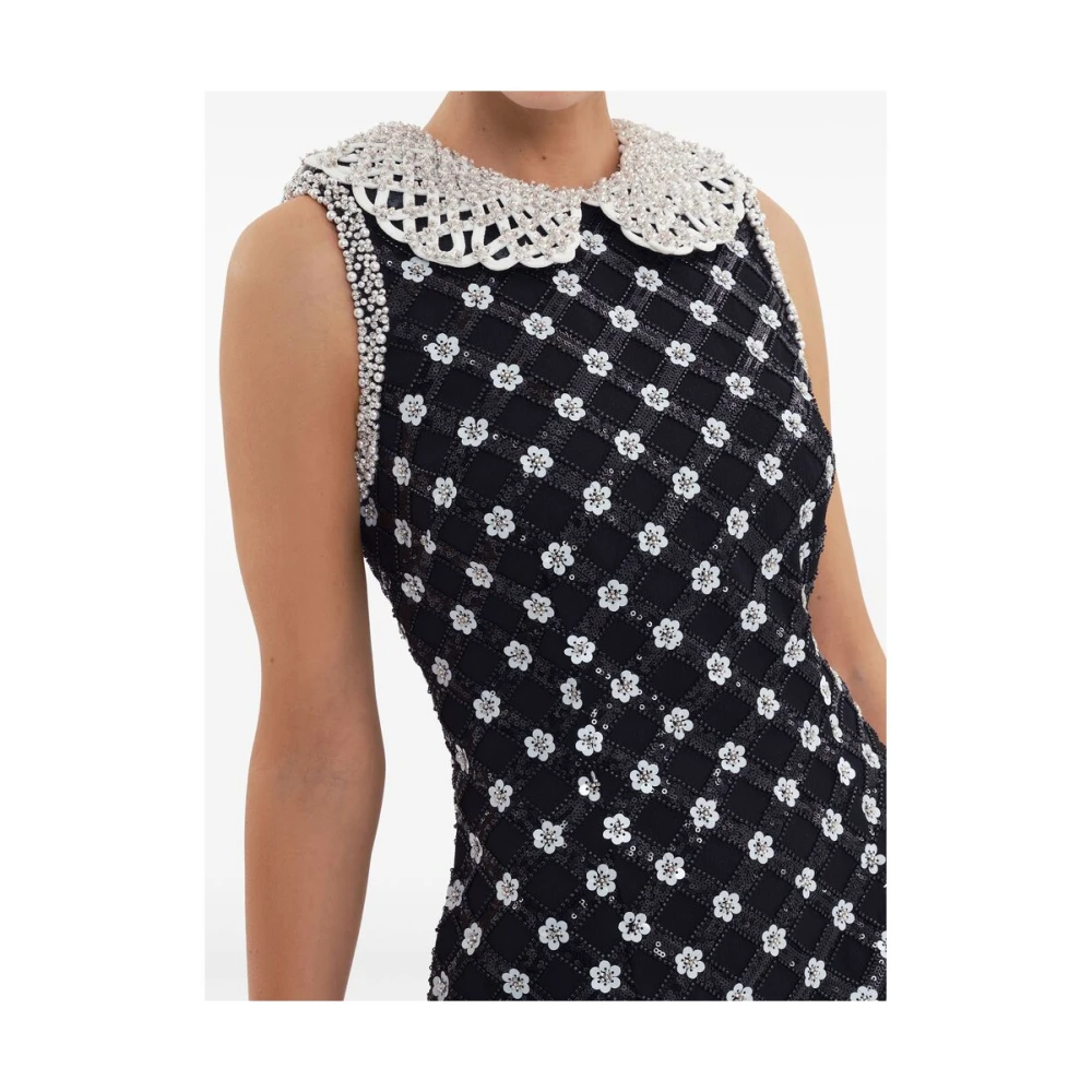 Rebecca Vallance Zwarte Paillet Bloemen A-Lijn Jurk Black Dames