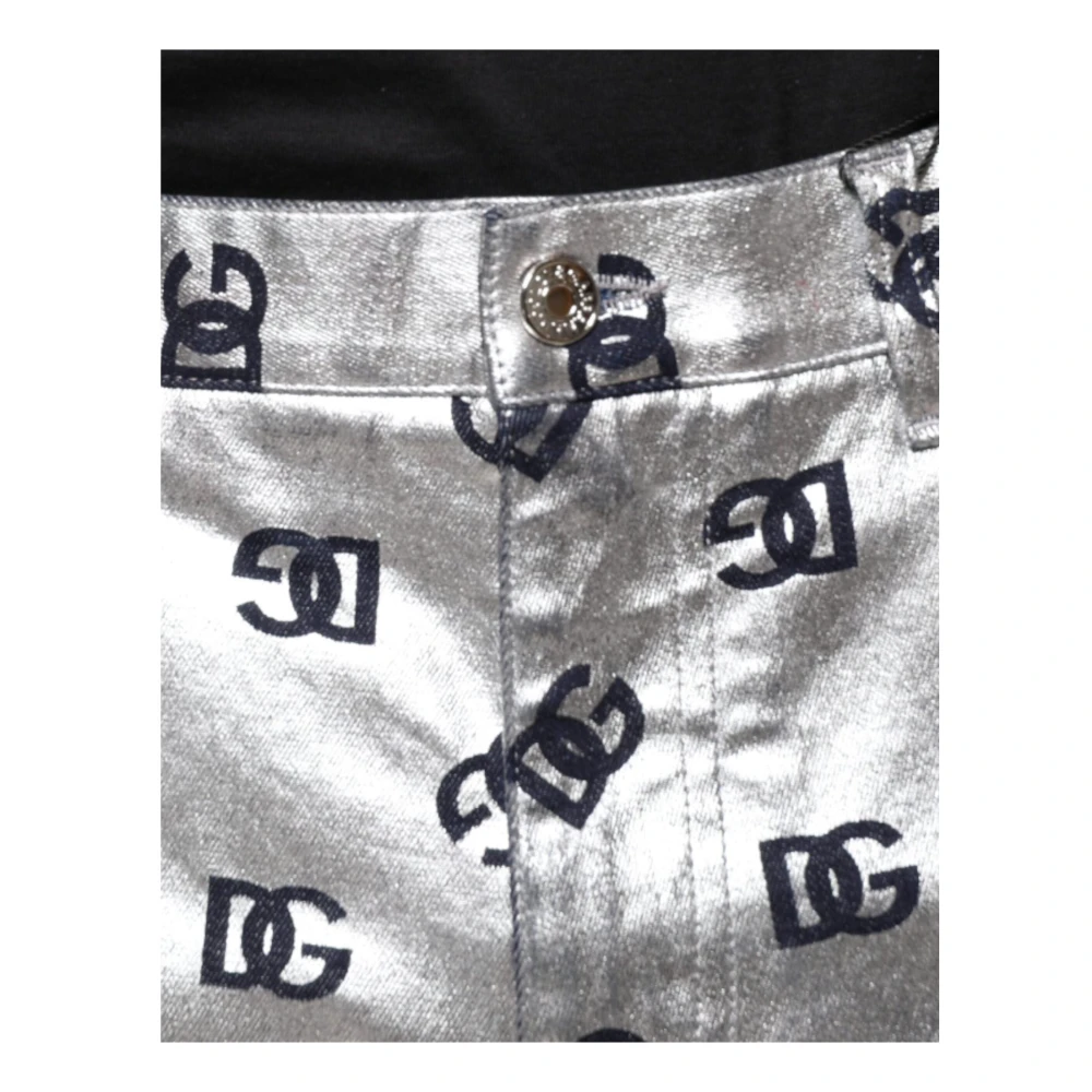 Dolce & Gabbana Logo Monogram Skinny Katoen Denim Jeans Gray Heren