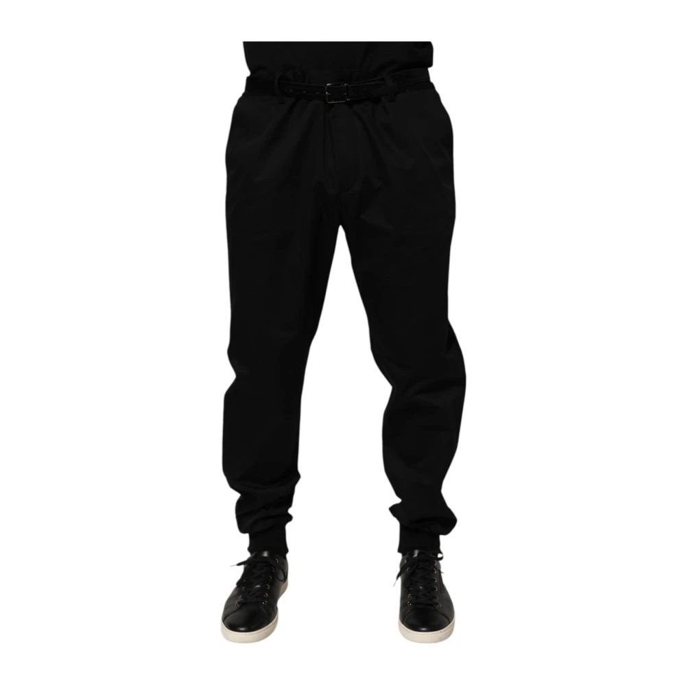 Dolce & Gabbana Men's Black Cotton Stretch Casual Trousers