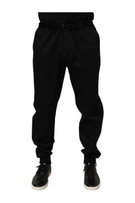Svart Bomull Stretch Casual Byxor