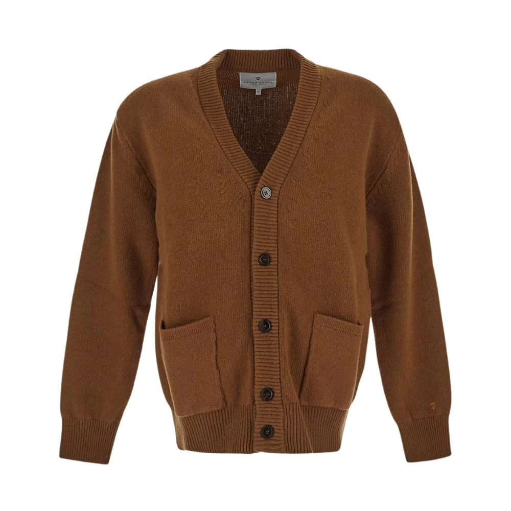 Seven Gauge Wollen Gebreide Vest Brown Heren