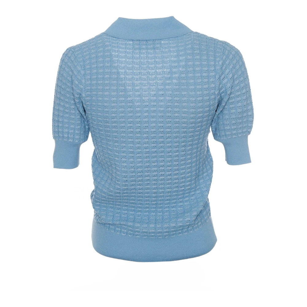 Essentiel Antwerp V-Hals Gebreid Poloshirt Fabio Blue Dames