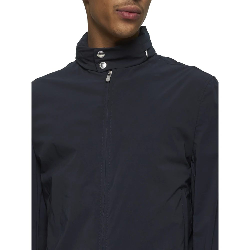 BRUNELLO CUCINELLI Blauwe Katoenen Jas met Opstaande Kraag Blue Heren