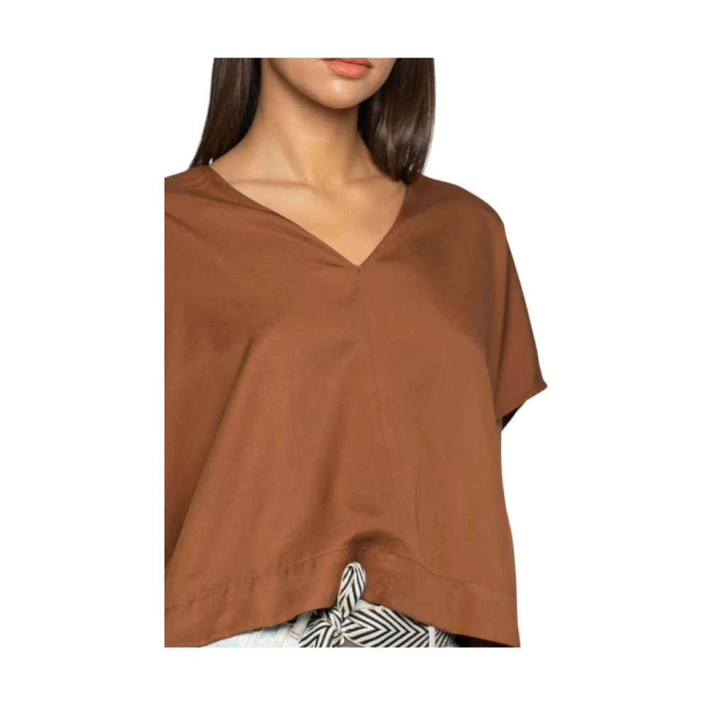 Kocca Korte Mouw Blouse Brown Dames
