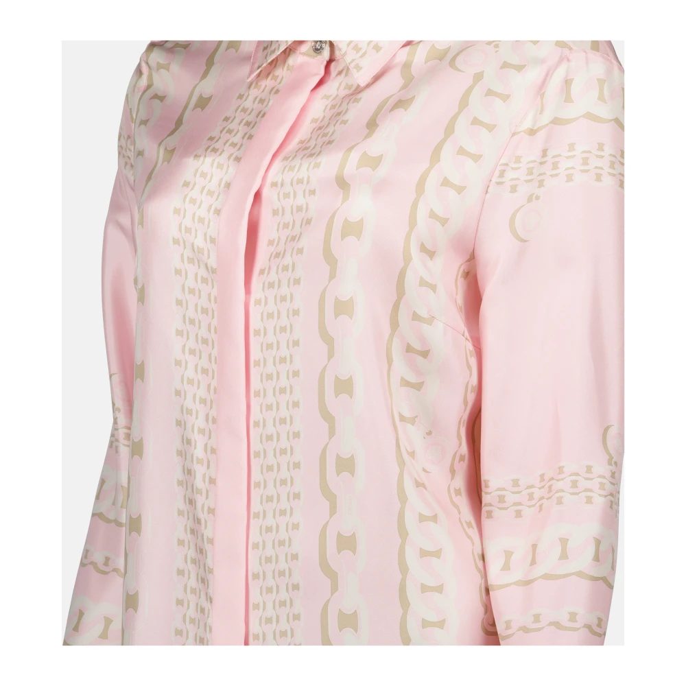 Versace Zijden overhemd met kettingprint Pink Dames