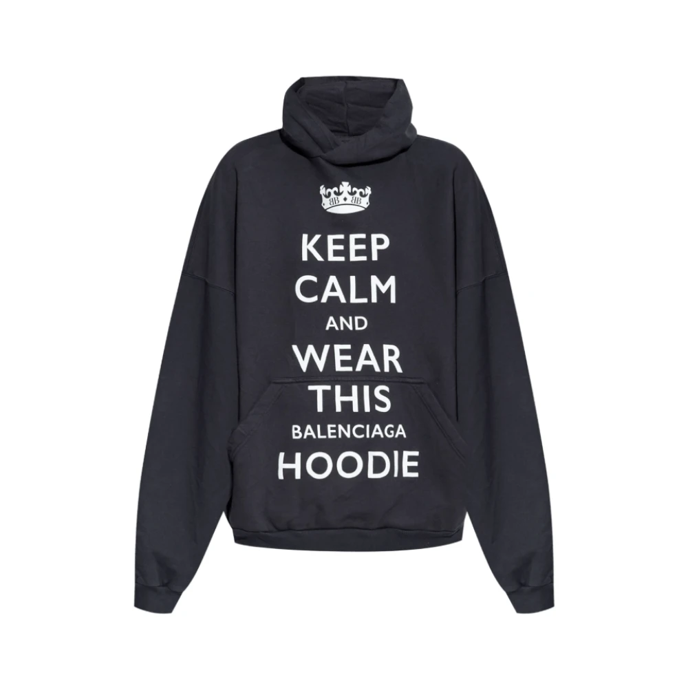 Balenciaga Zwarte Slogan Print Hoodie Black Dames