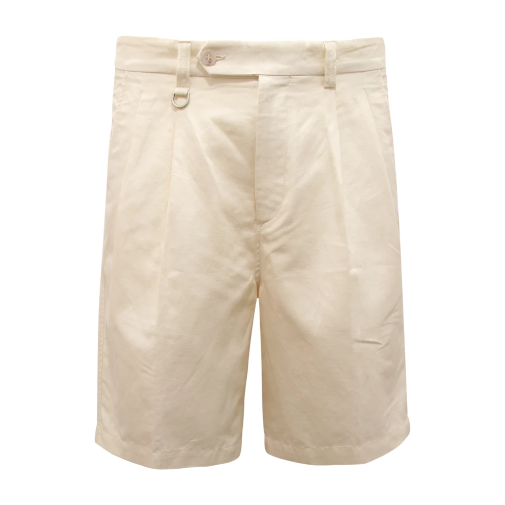Paolo Pecora Men's White Linen Blend Bermuda Shorts