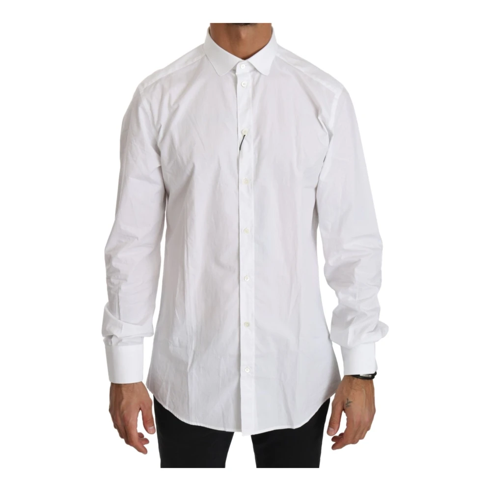 Dolce & Gabbana , Casual Shirts, Male, White, Xs, Elegant White Cotton Gold Fit Shirt