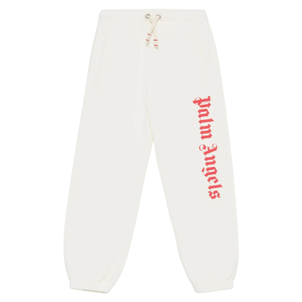 Palm Angels Girls Beige Sweatpants, 8 Y, Classic Overlogo Joggers In Ivory