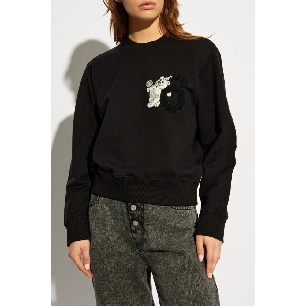 MM6 Maison Margiela Sweatshirt met Patch Black Dames